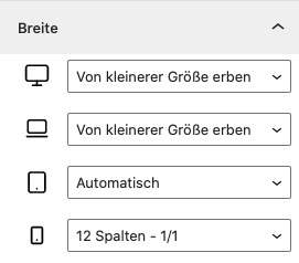Screenshot Breite von Spalten im Brand Center verstellen
