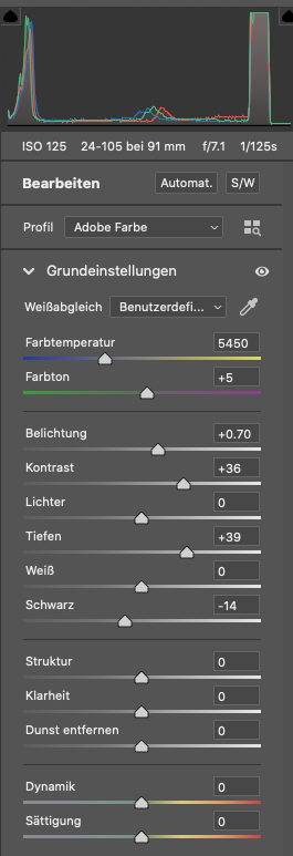 CameraRaw Einstellungen für Portraits