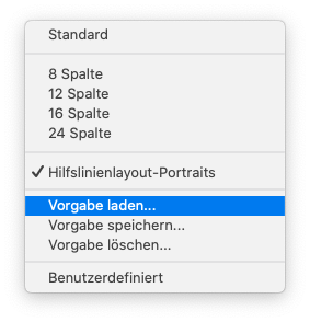 Hilfslinienlayout Vorgabe laden